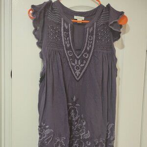 Sundance Purple Embroidered Short Sleeve Tee